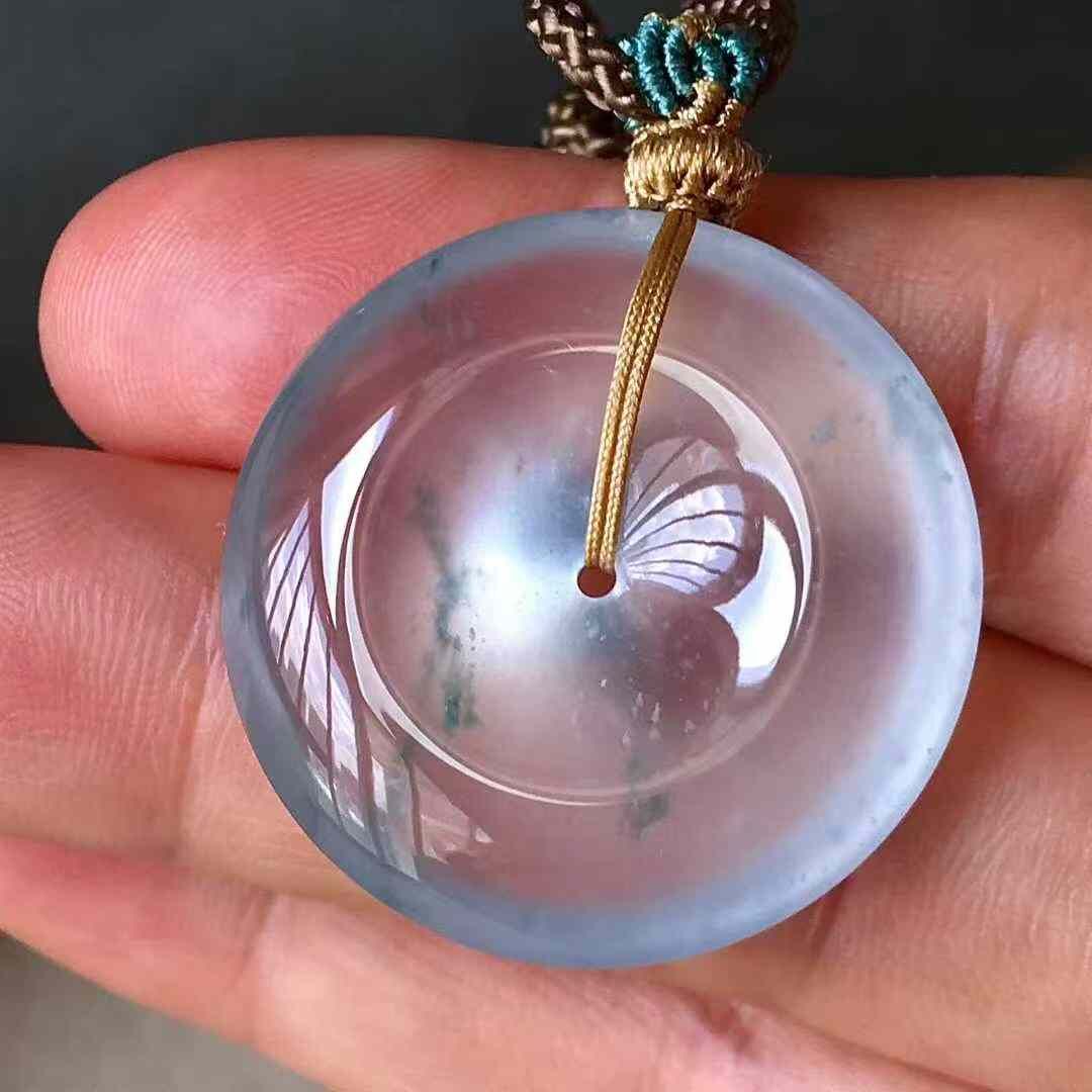 925557 翡翠玻璃種飄花平安扣吊墜 (26.3mm直徑)