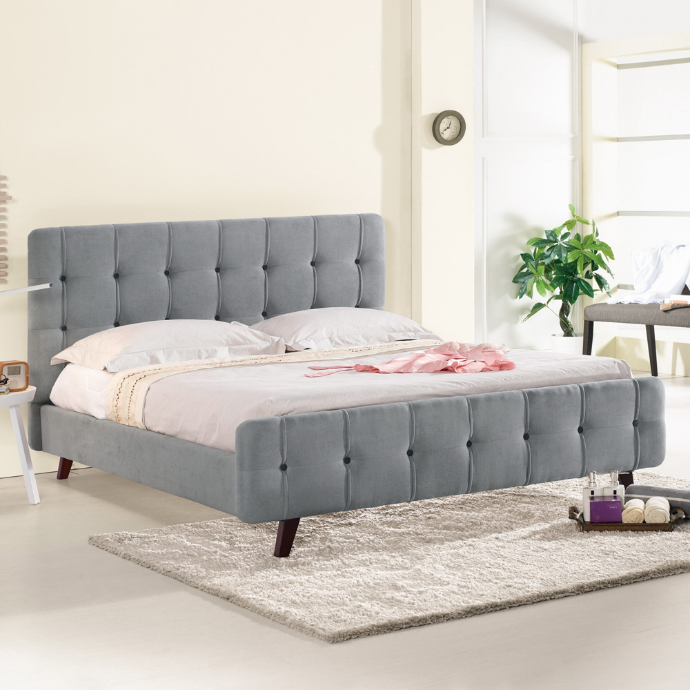 曼森5尺灰色布雙人床組(不含床墊)