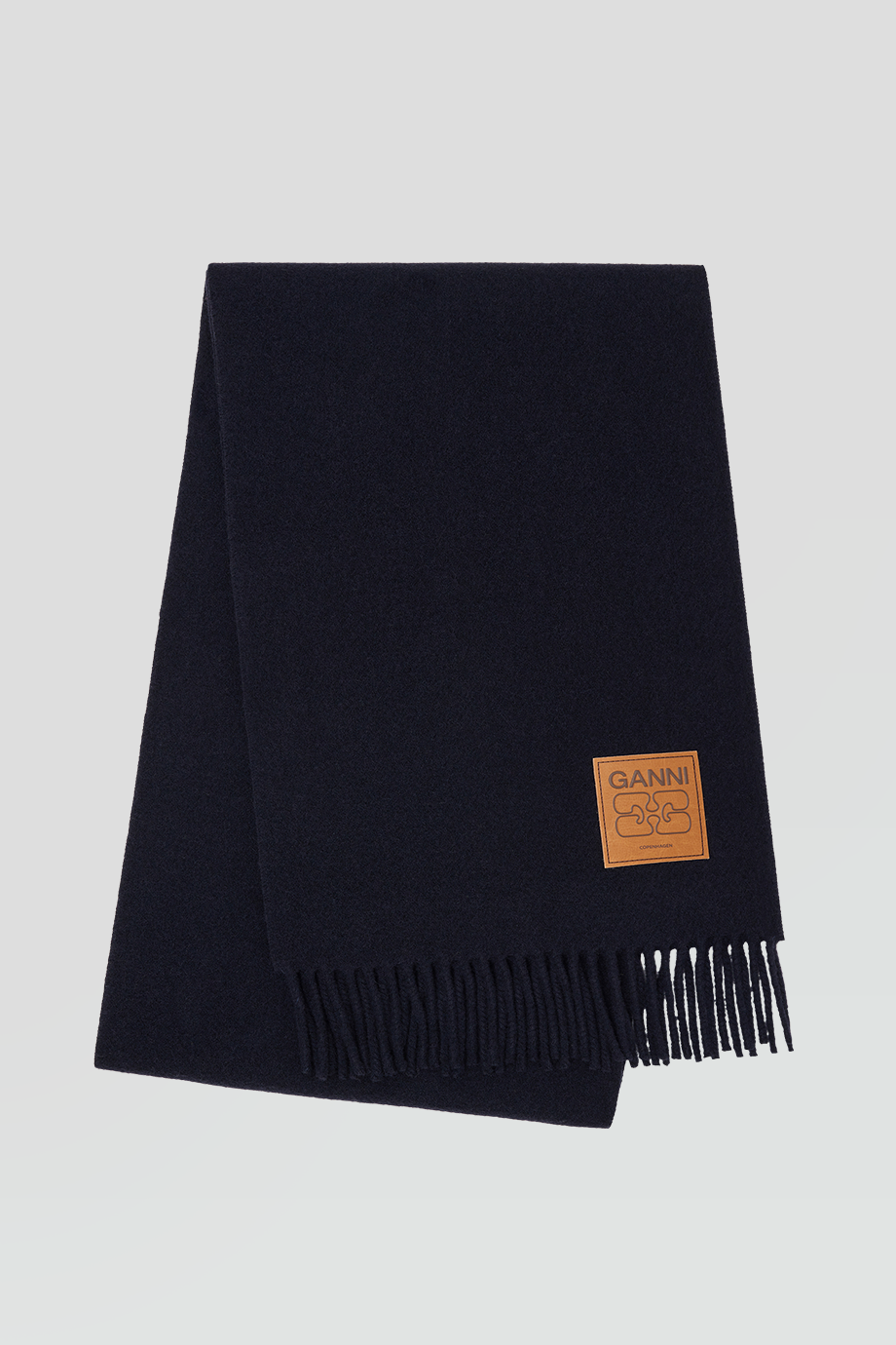 GANNI｜WOOL 流蘇羊毛純色圍巾