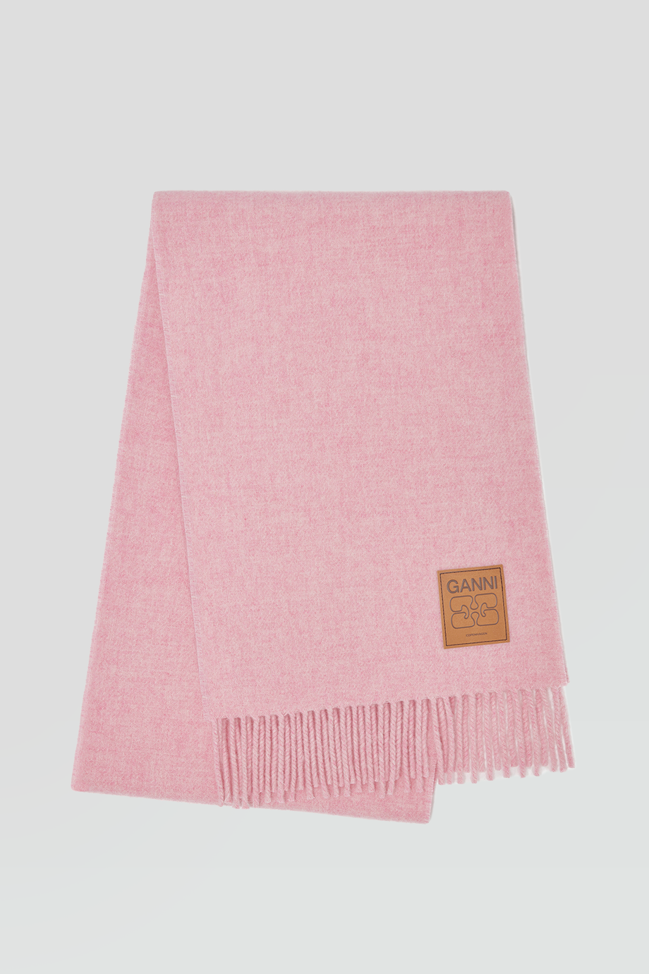 GANNI｜WOOL 流蘇羊毛純色圍巾