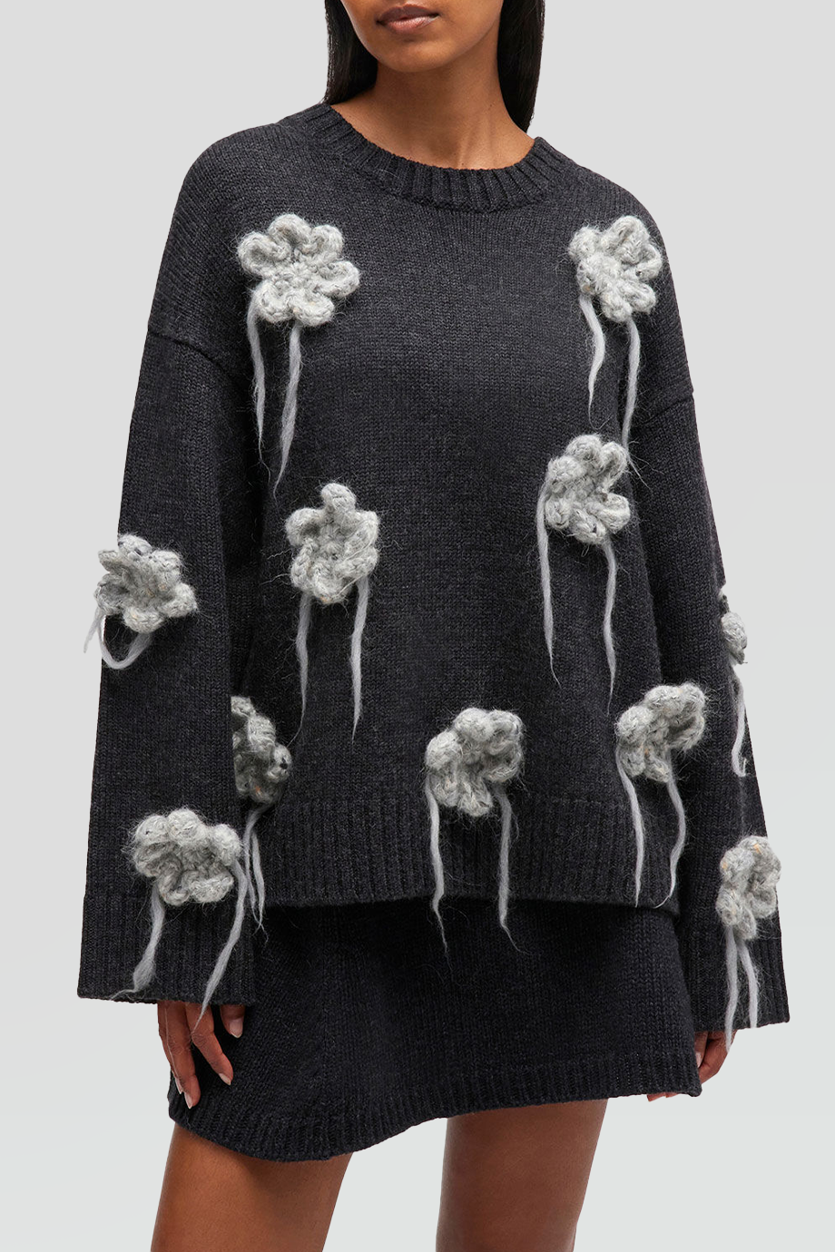 GANNI｜FLOWER 落肩立體花朵鉤織毛衣