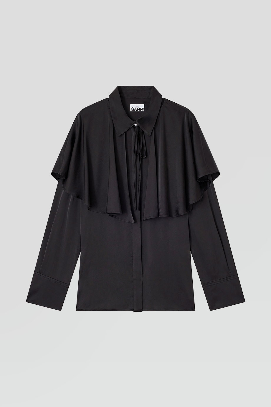 GANNI｜COLLAR 緞面斗篷領片襯衫