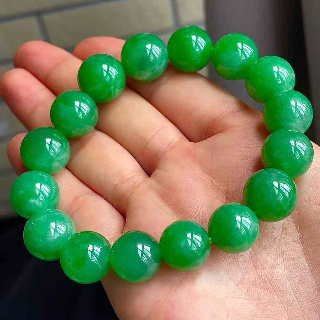 925559 翡翠冰陽綠手串 (12.7mm直徑)