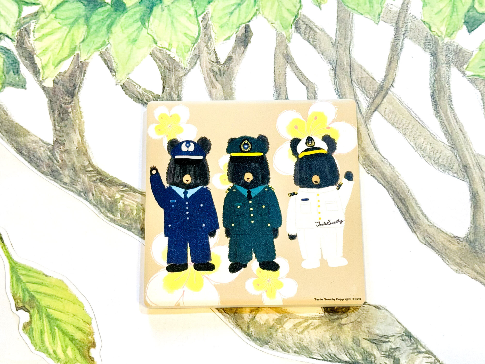 國軍熊陶瓷杯墊