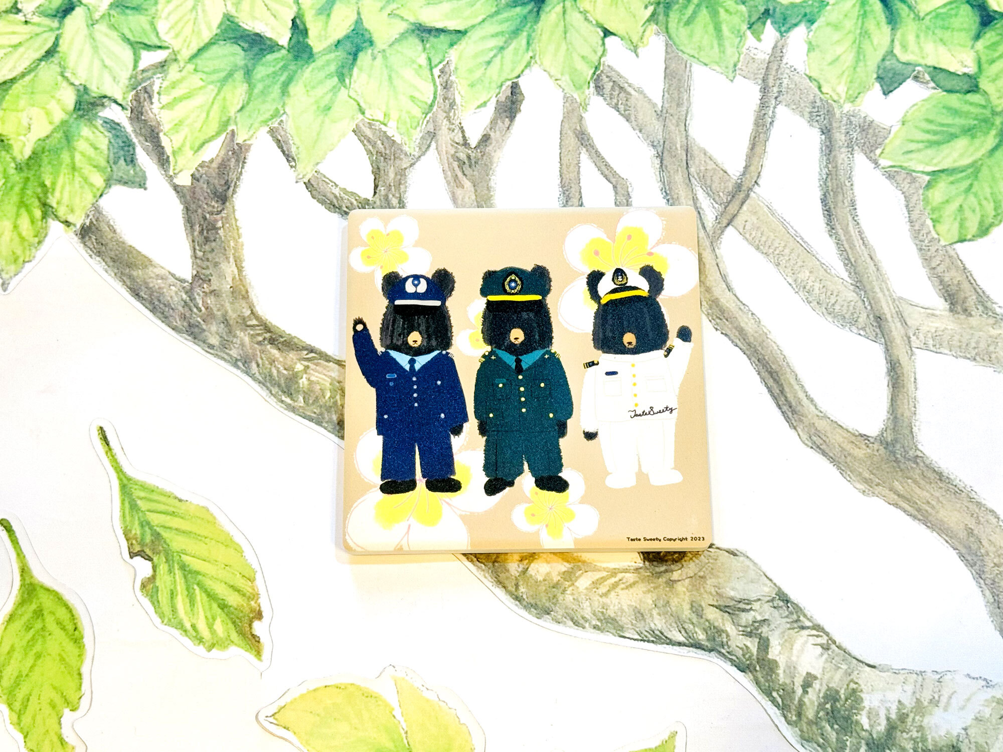 國軍熊陶瓷杯墊