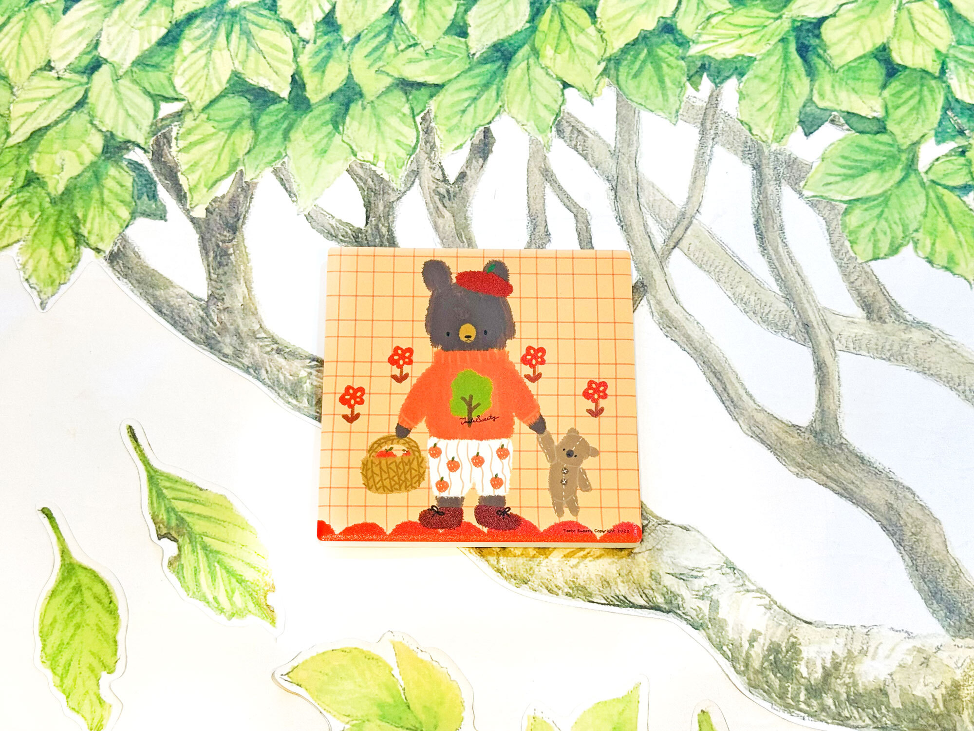 大熊小熊郊遊趣陶瓷杯墊