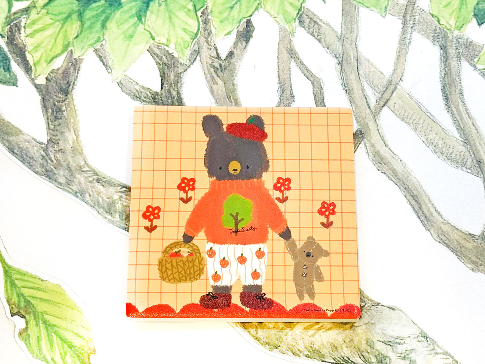 大熊小熊郊遊趣陶瓷杯墊