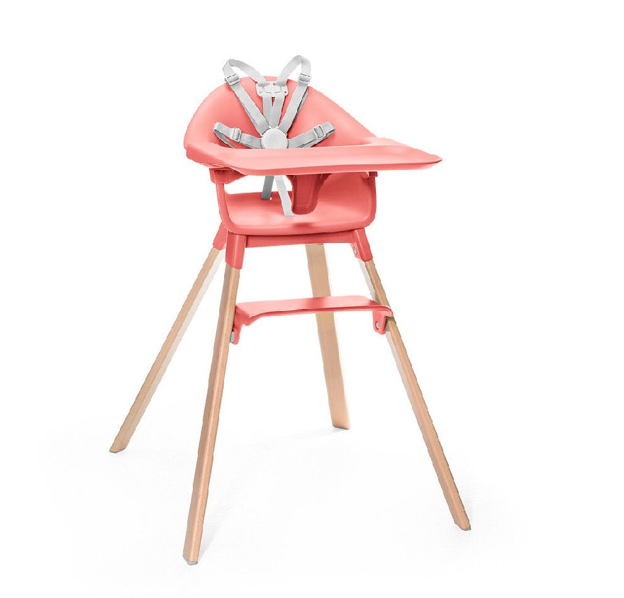 Stokke - Clikk™ 兒童餐椅 櫸木椅腿(珊瑚粉)