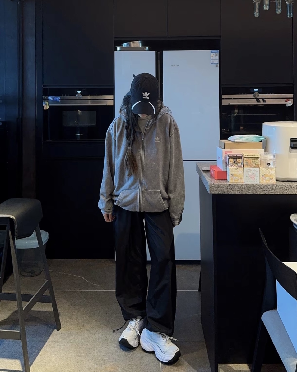 （預購）ADIDAS ORIGINALS 復古 三葉草 連帽 棉外套 水洗灰 IY8039