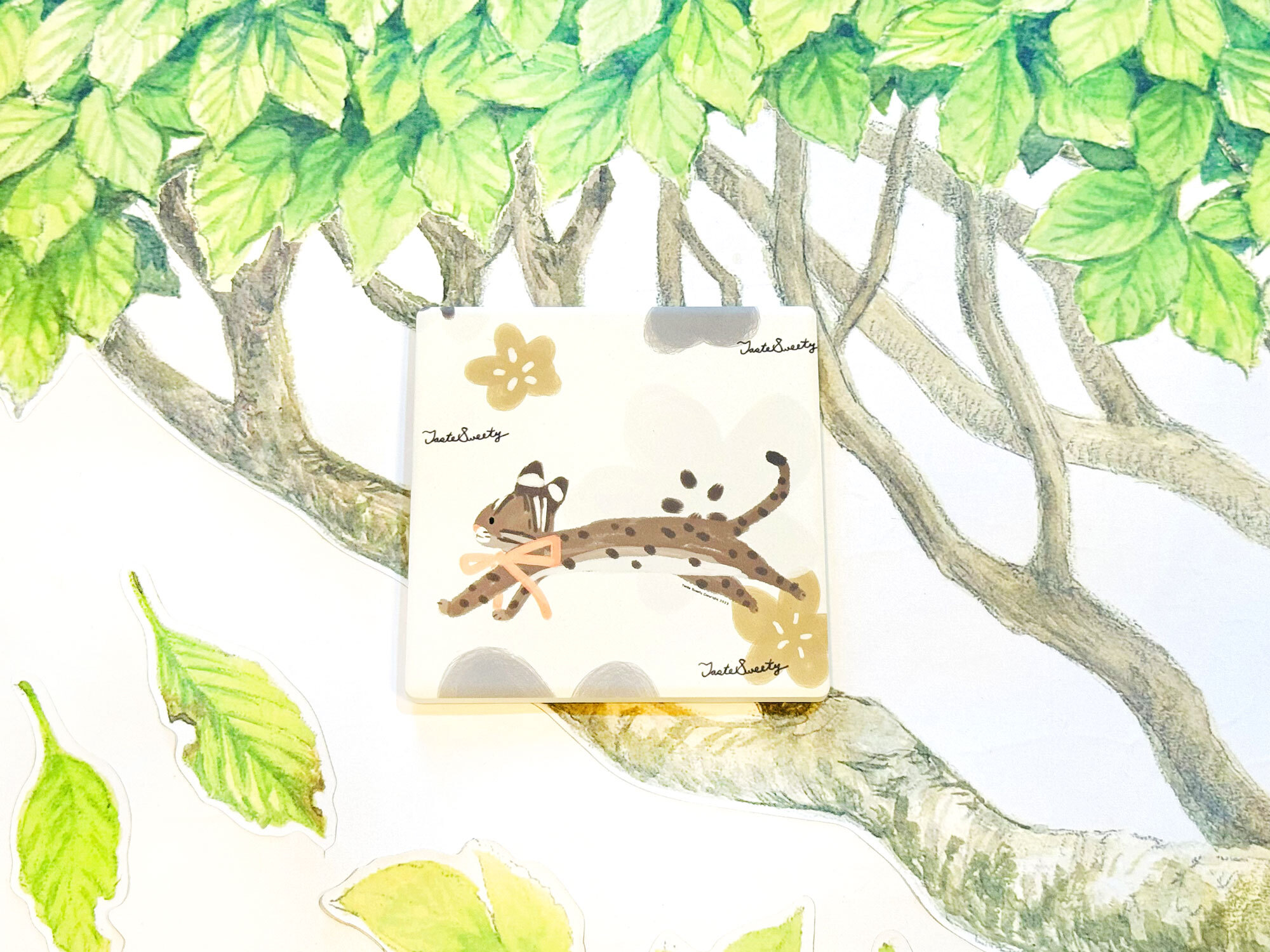 花石虎陶瓷杯墊