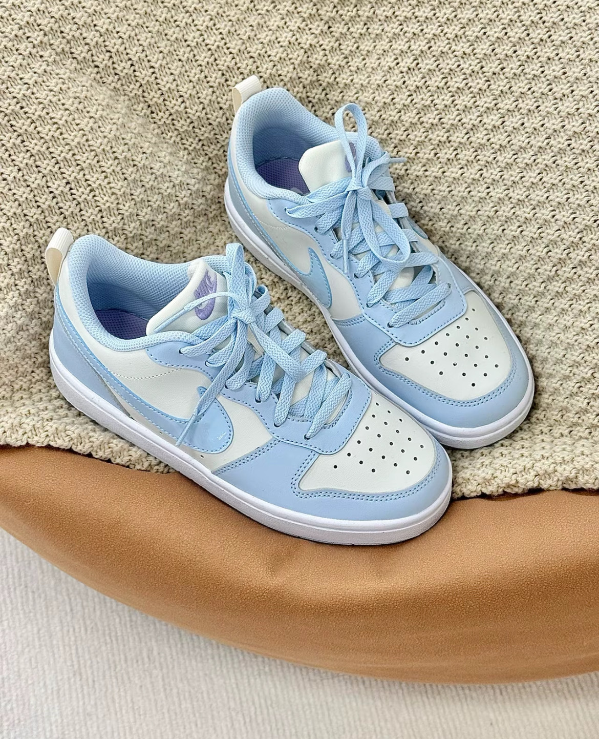 大童鞋 女鞋 NIKE COURT BOROUGH LOW RECRAFT BG 冰川藍 皮革 低筒 休閒鞋【IH4048-001】