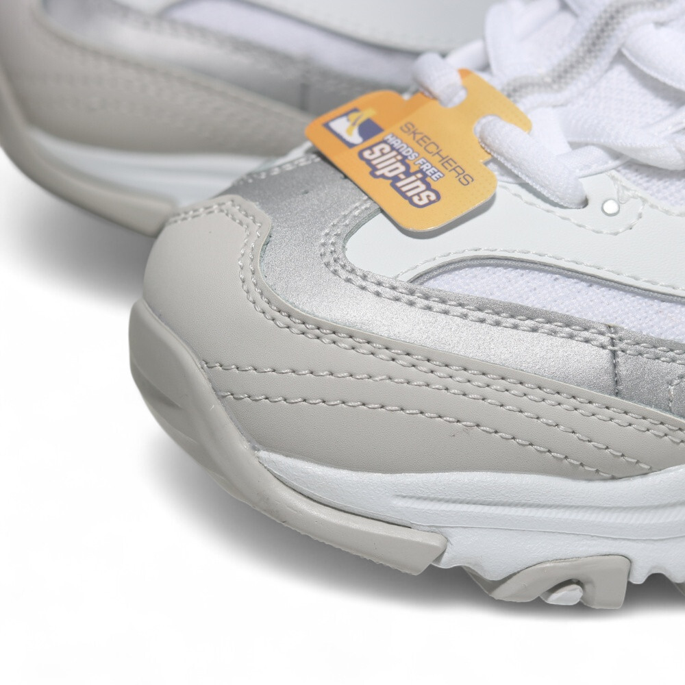 SKECHERS 休閒鞋 D'LITE 白銀 瞬穿 復古 老爹鞋 女 150537WSL