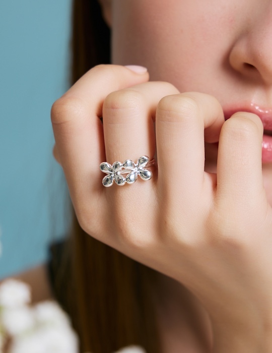 雙倍Lucky四葉草可調式戒指
