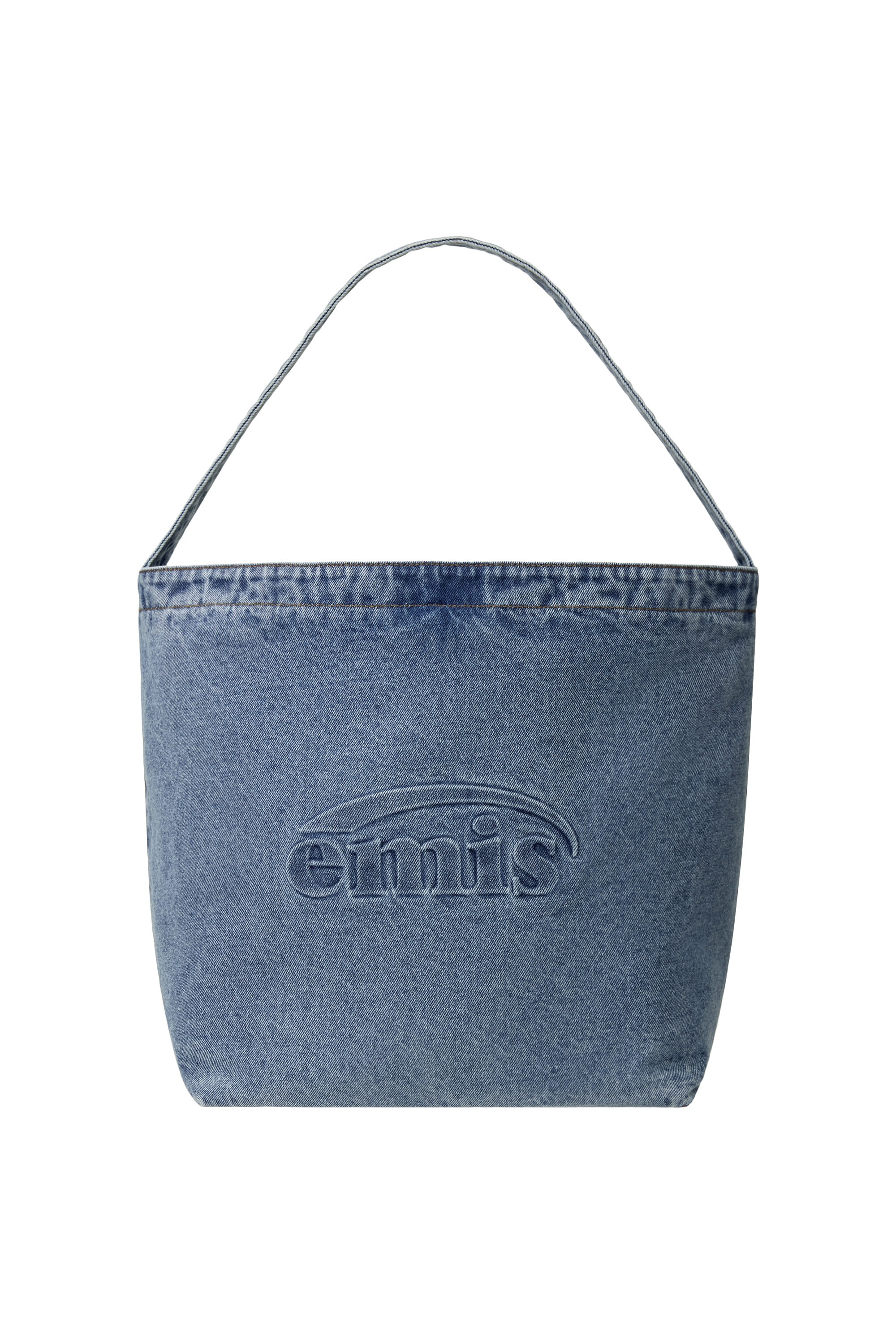 EMIS LOGO EMBOSSED DENIM SHOULDER BAG
