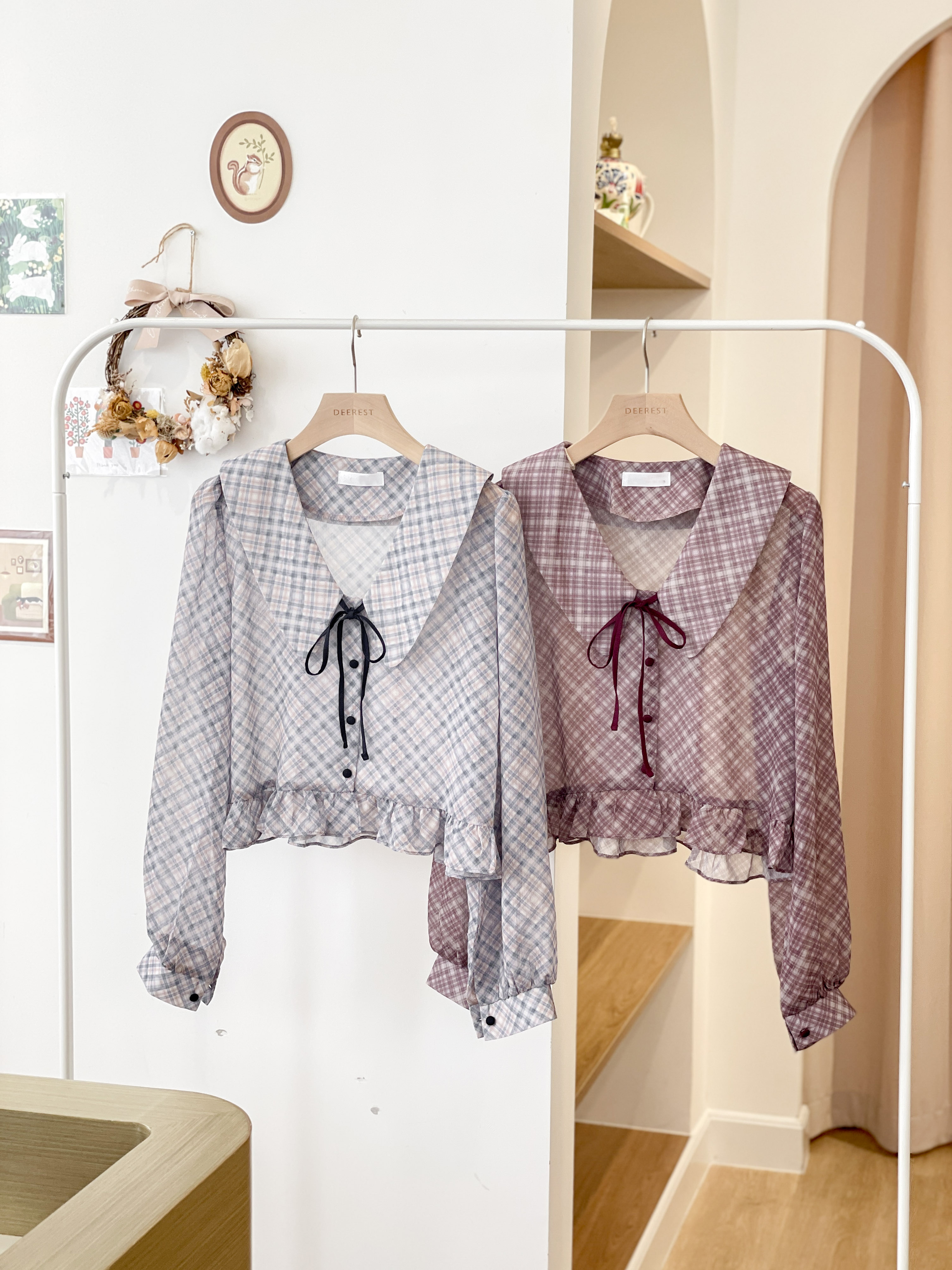 T1384 Madeline Checkered Blouse