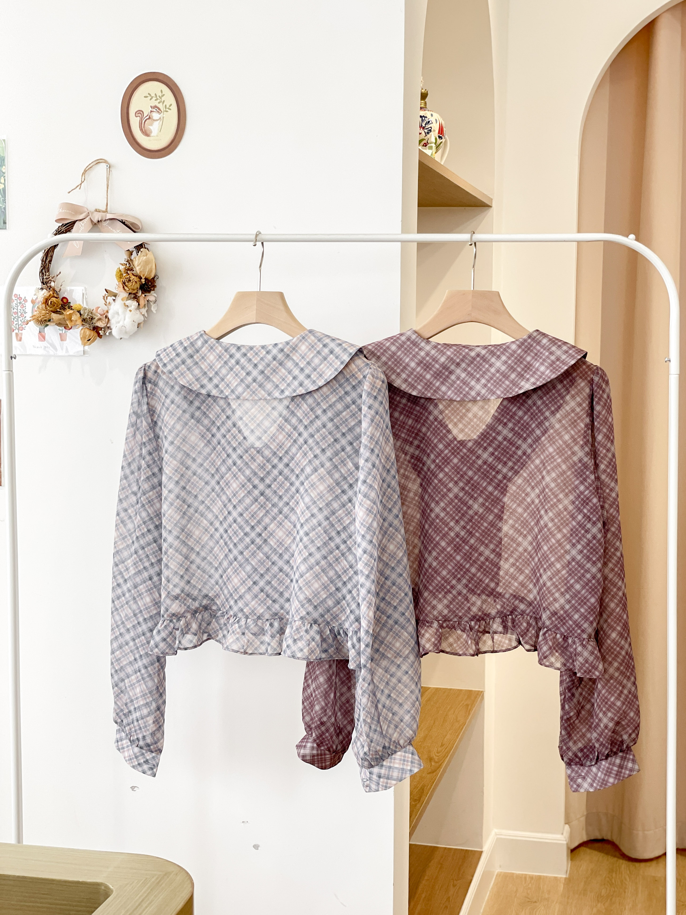 T1384 Madeline Checkered Blouse