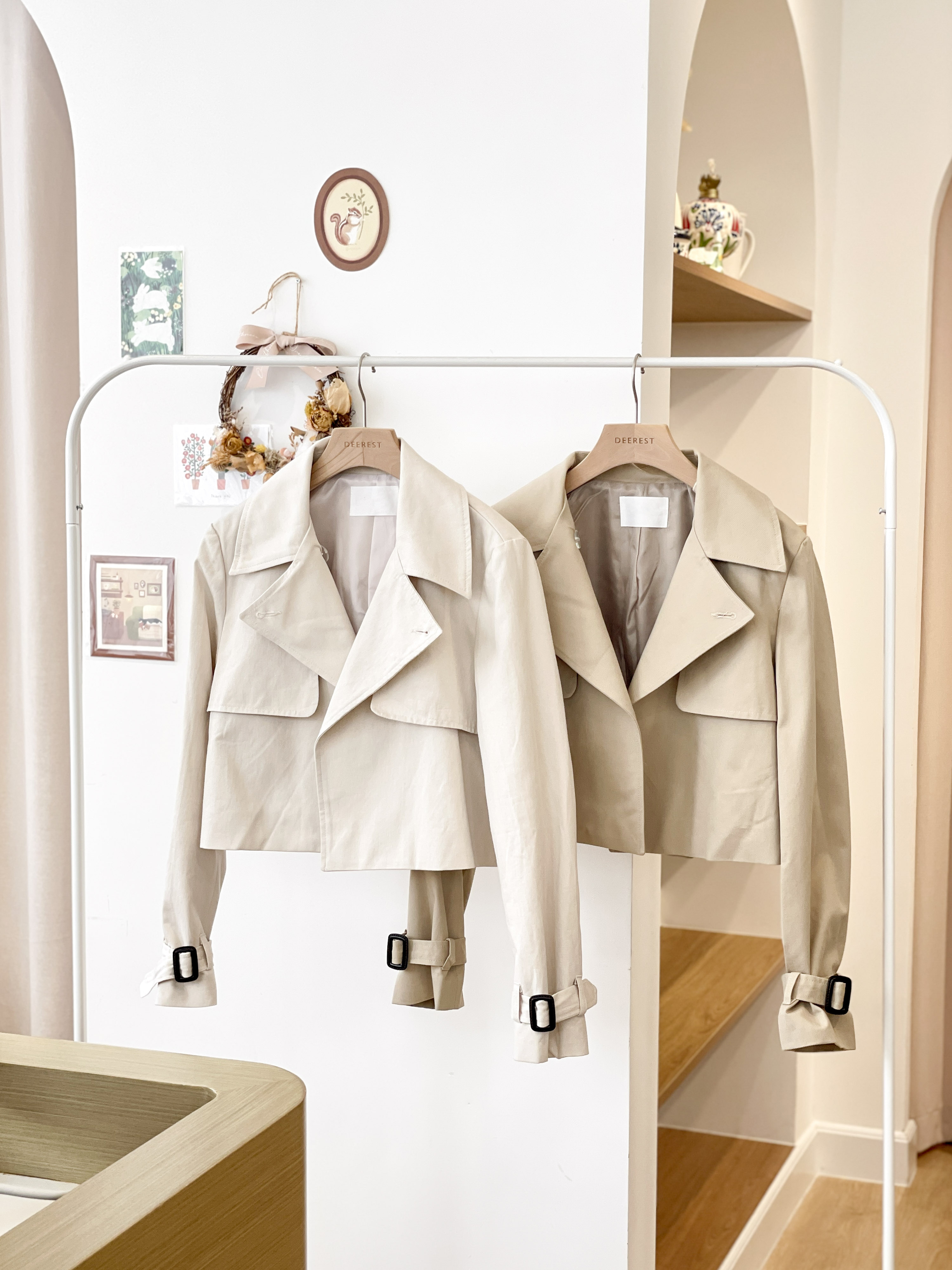 JK243 Gracelynn Crop Trench Coat