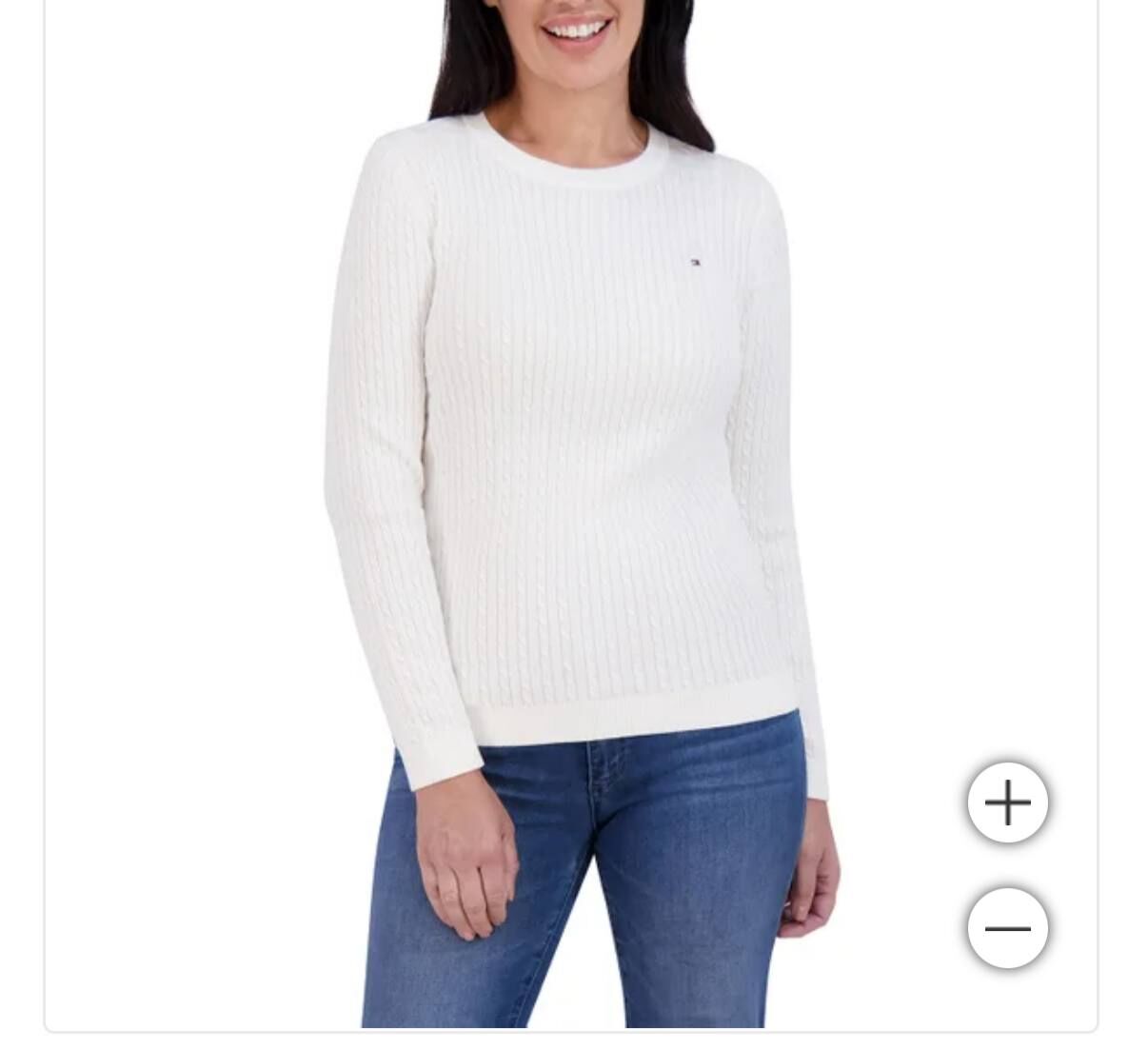 [USW] TOMMY HILFIGER IVORY TOMMY HILFIGER WOMEN'S CABLE KNIT SWEATER, 1887640-IVORY (UZZ292)