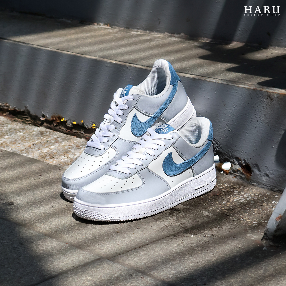 NIKE AIR FORCE 1 '07 LV8 AF1 灰白藍 異材質 麂皮 皮革 男生復古休閒鞋 HV1795-141