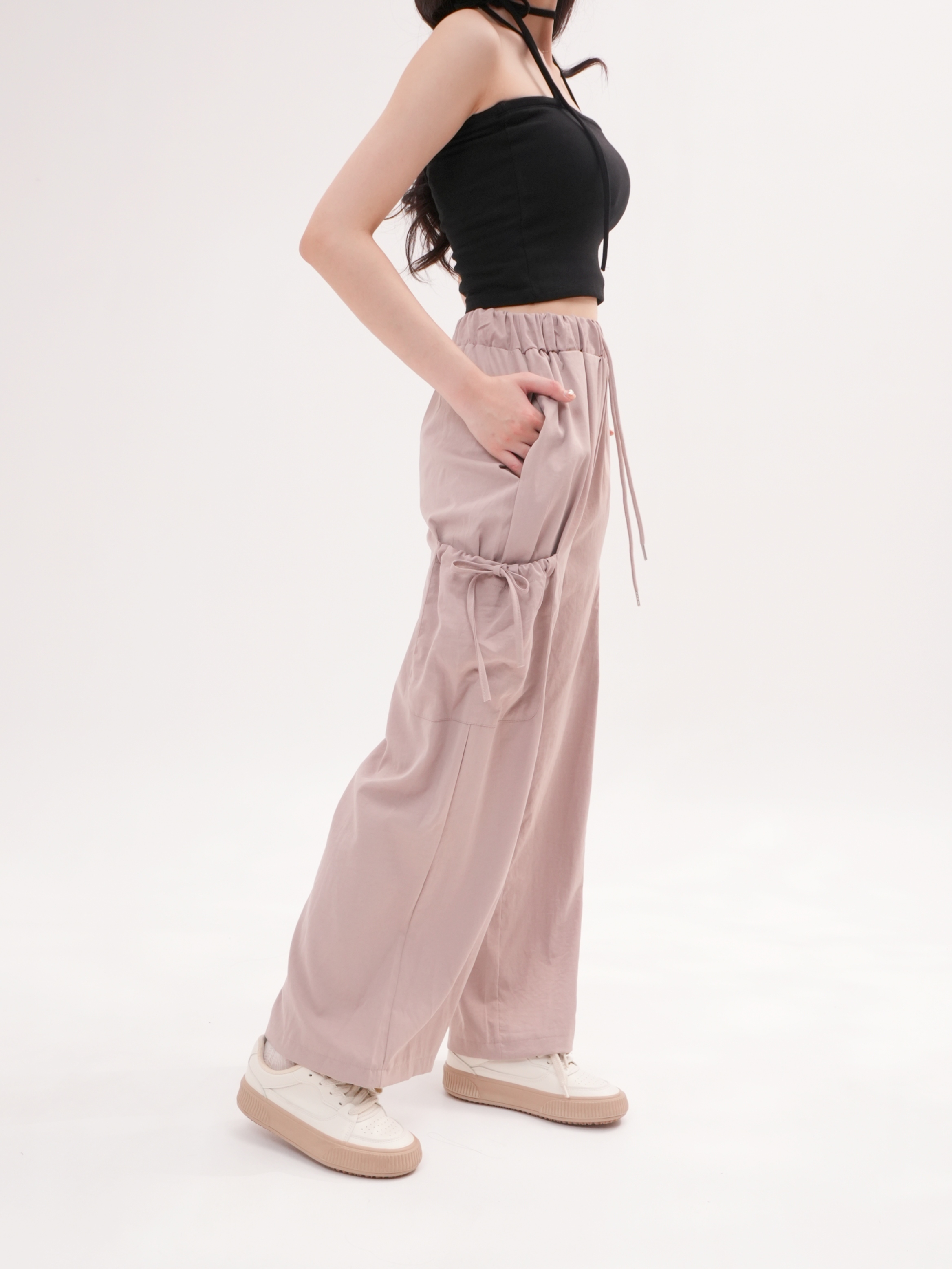 法朵Fado shop｜推薦 ! 雙口袋 ୨ৎ 蝴蝶結工裝褲 (S-大L都可以穿) 273C069 四色