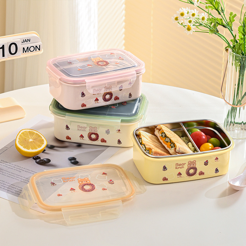 《6236》可愛小熊304不銹鋼保鮮餐盒