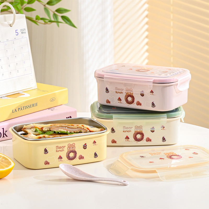 《6236》可愛小熊304不銹鋼保鮮餐盒