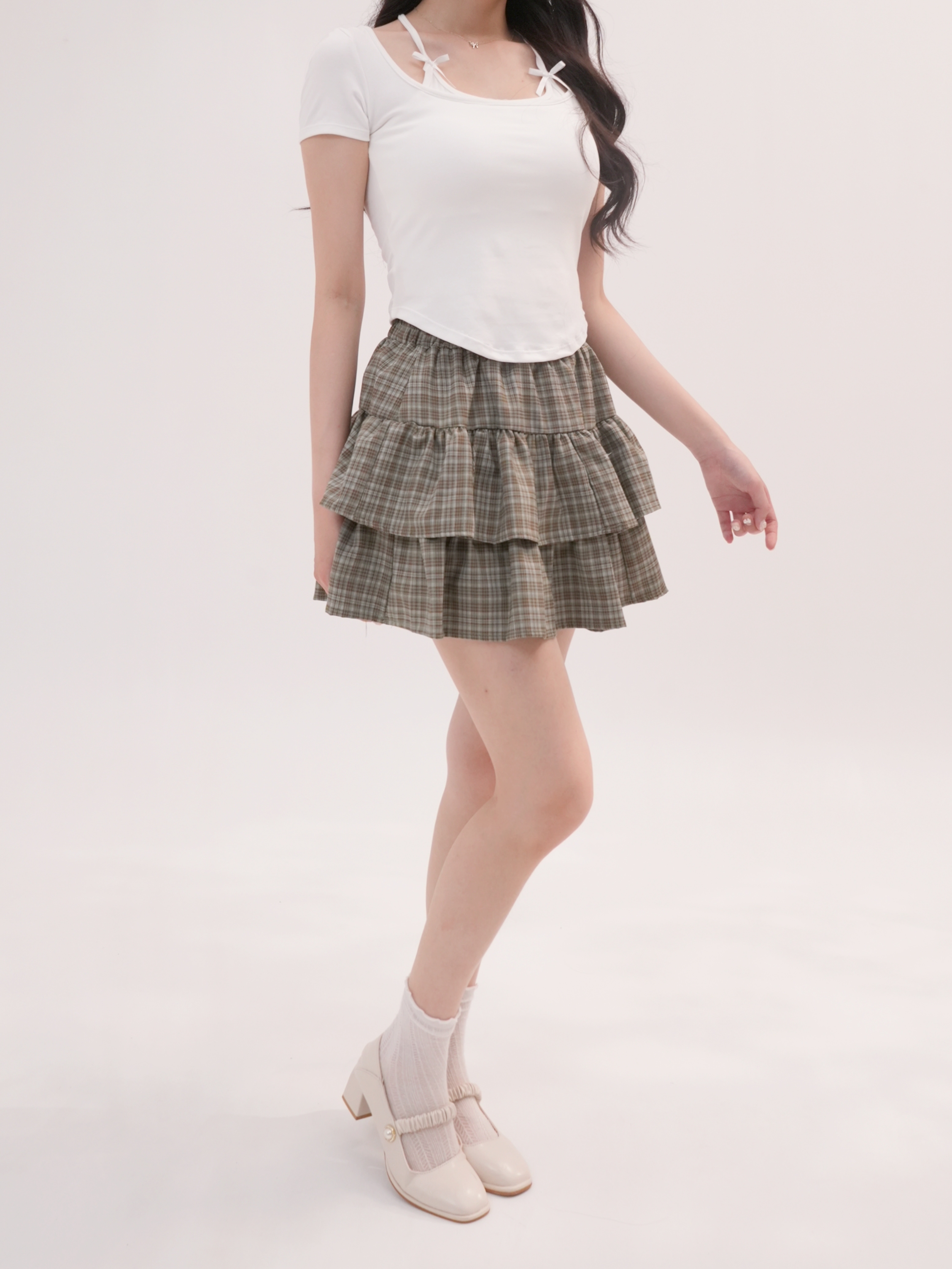 法朵Fado shop｜ 蝴蝶結綁脖假兩件式上衣 (有胸墊) 021B076