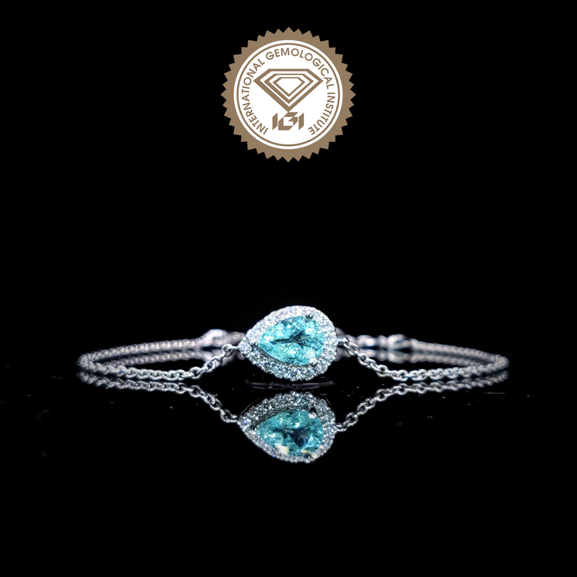 18K White Gold 0.78ct Paraiba and Diamond Bracelet