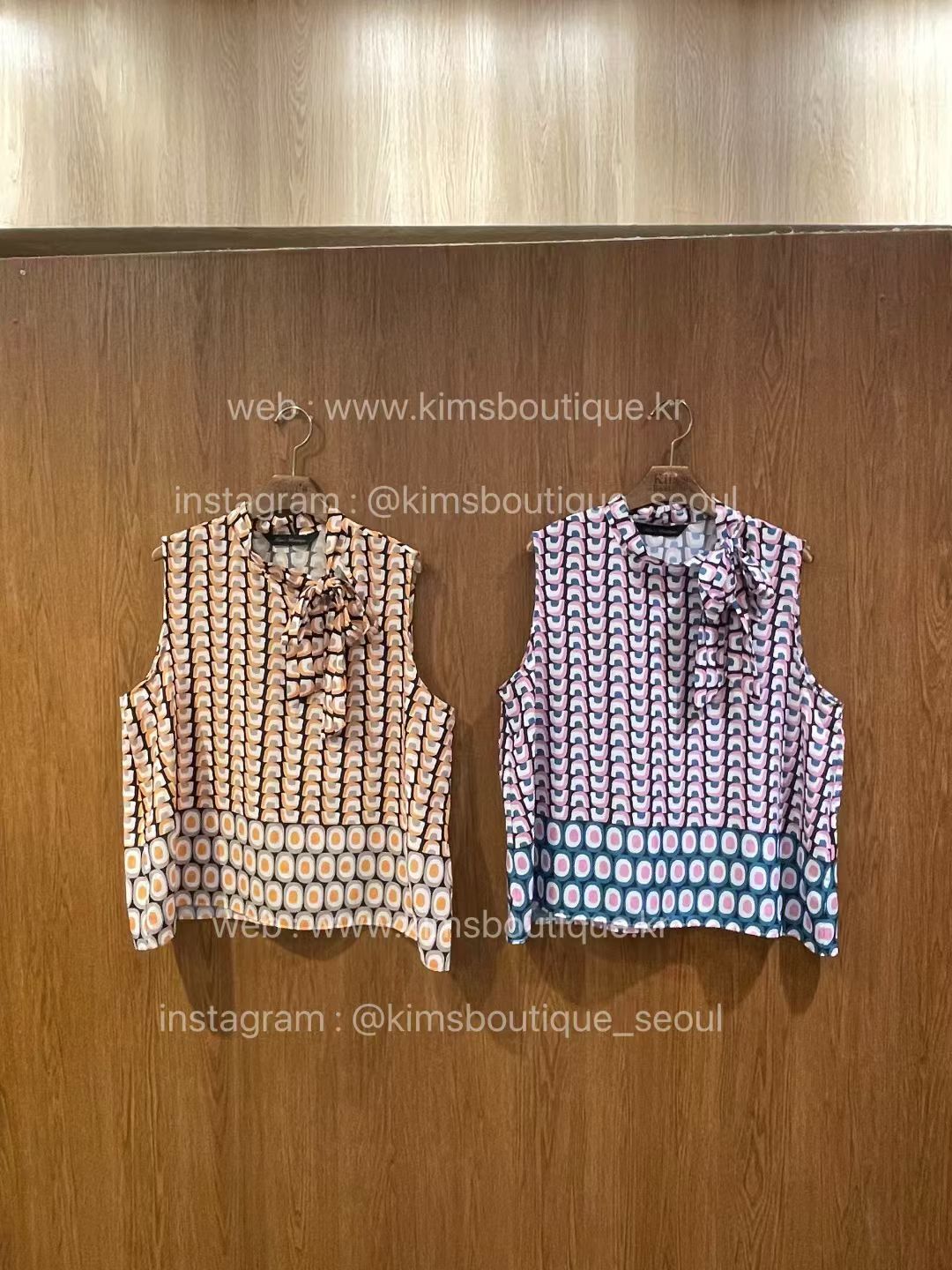 KM5003 復古圈圈蝴蝶結領無袖上衣