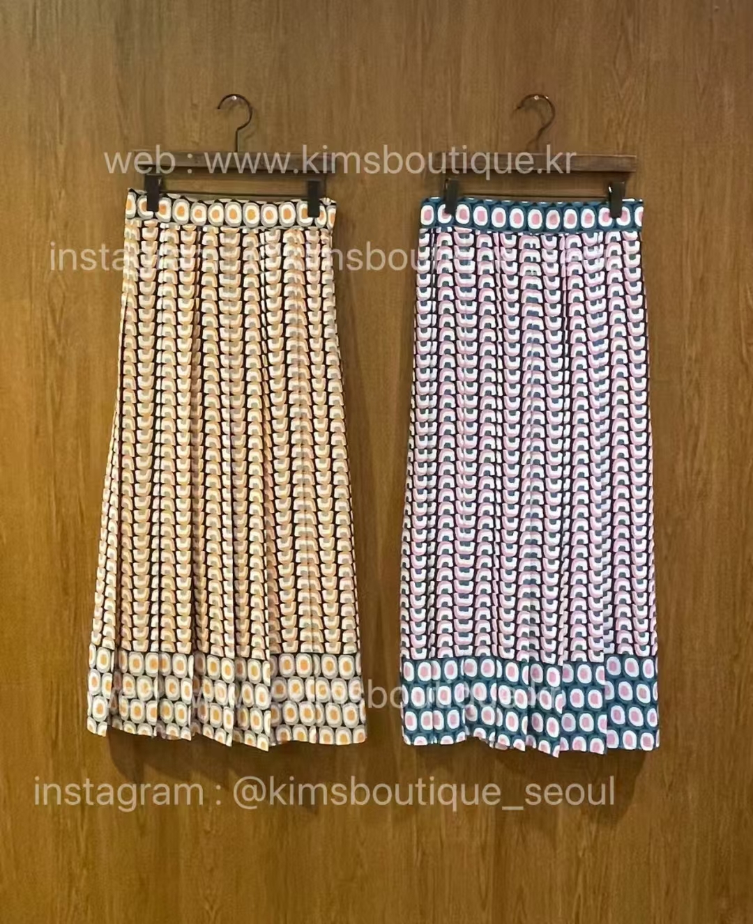 KM5004 高腰復古圈圈壓褶半身裙