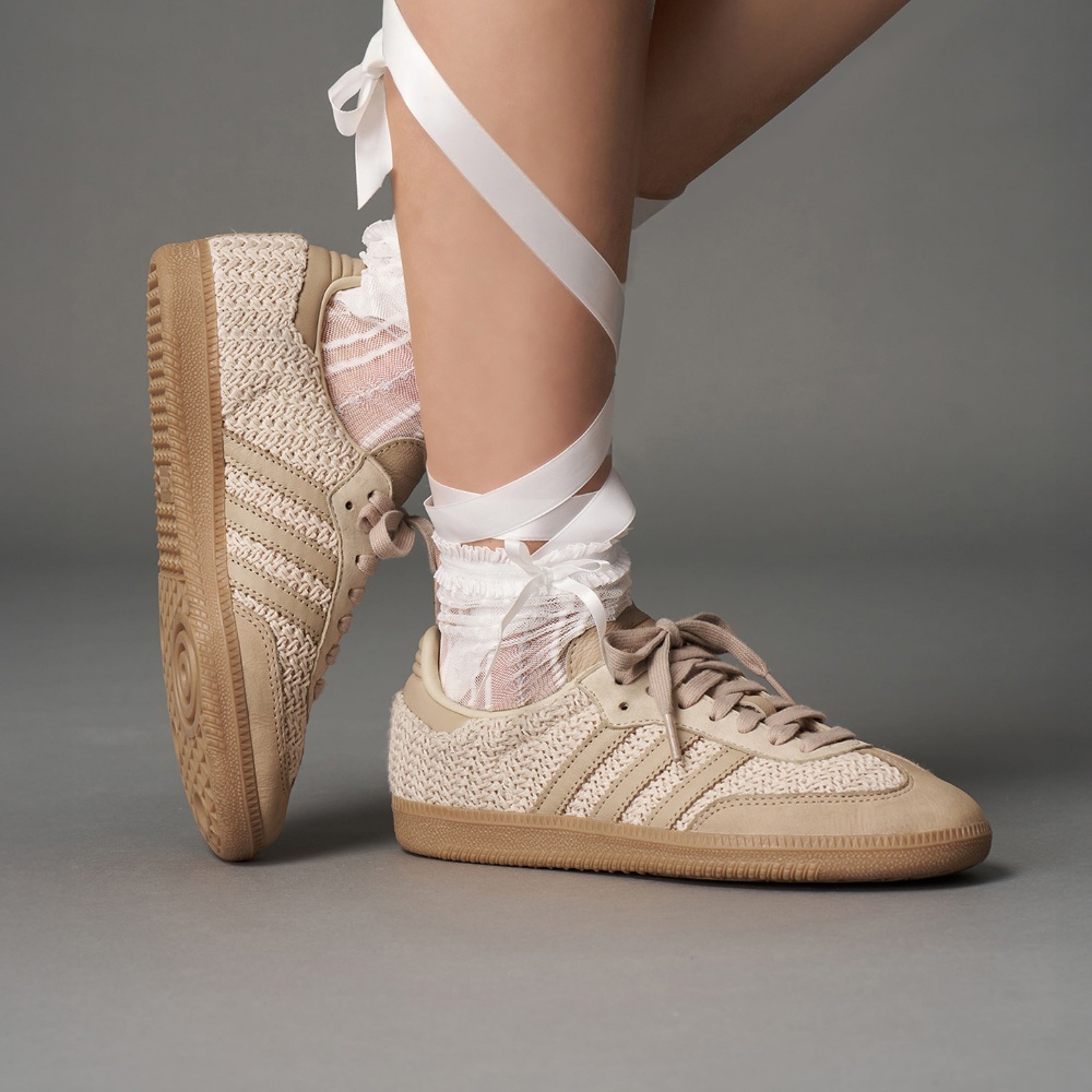 adidas Originals Samba 女款 米咖色 編織 休閒鞋