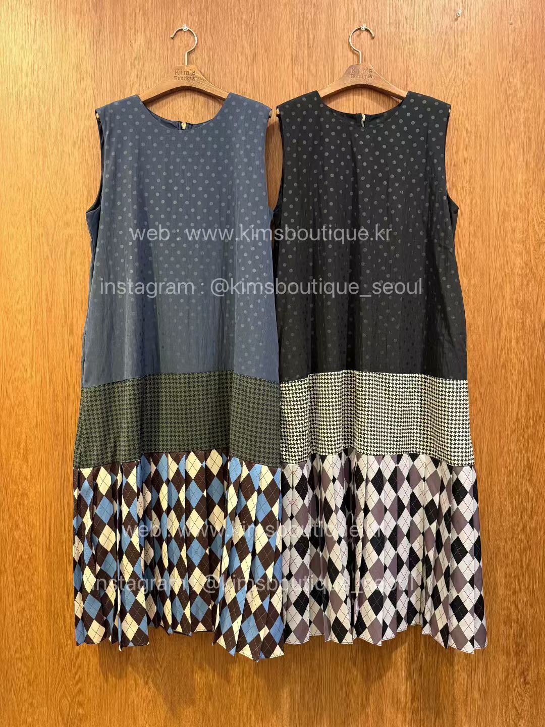 KM5007 個性圖案撞色背心裙