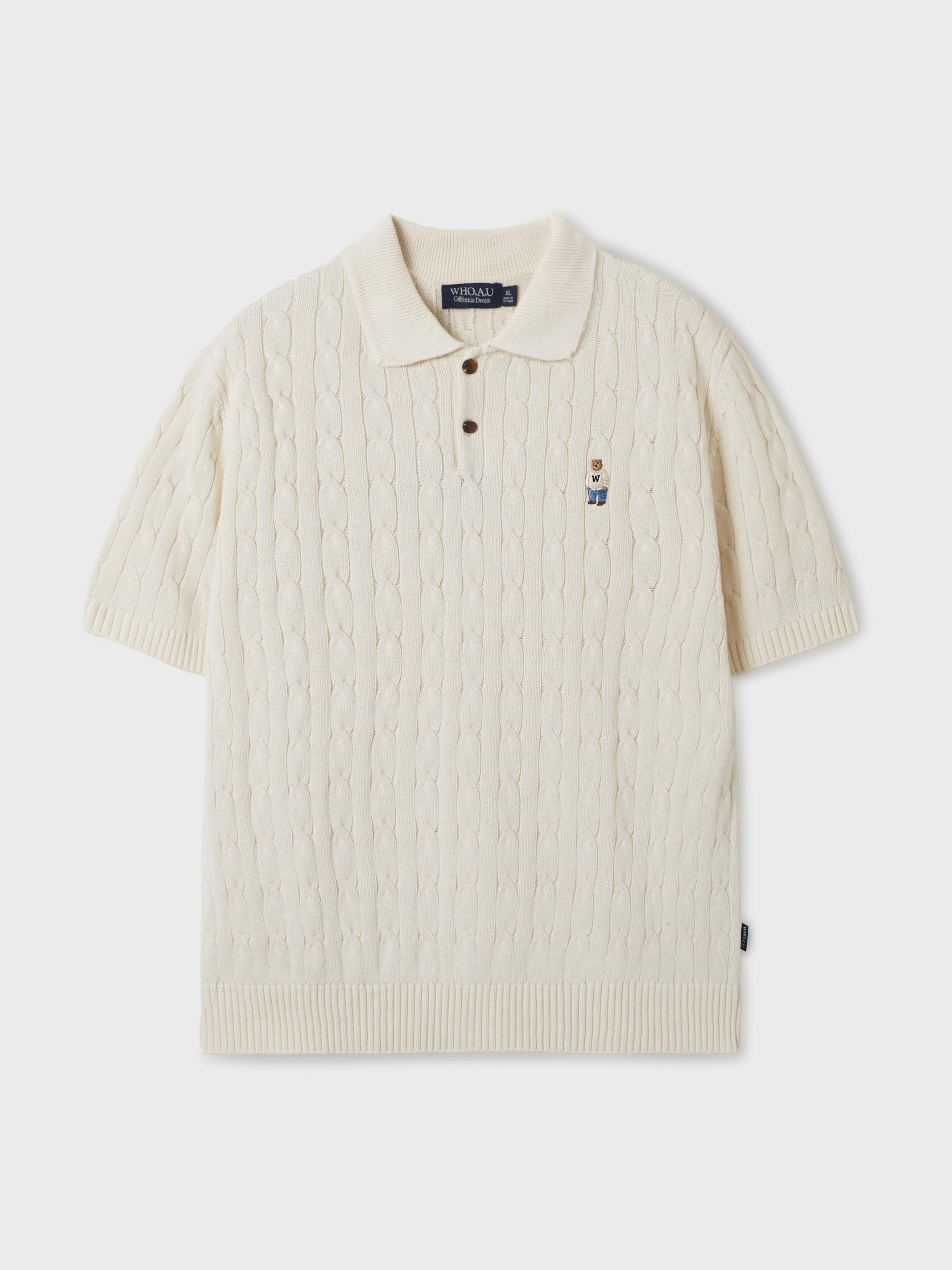 [S] WHO.A.U IVORY STEVE COLLAR CABLE SHORT S, WHKAF2412U39-IVORY (SWAU529)