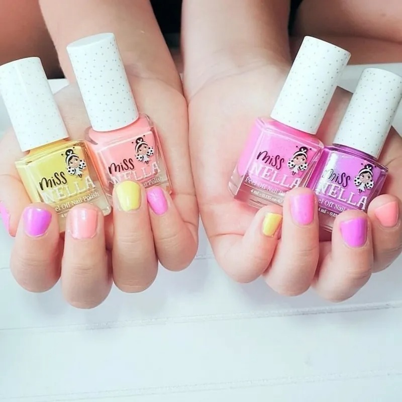 Miss Nella 兒童水性可撕式安全指甲油 - 閃閃水蜜桃雪綿冰 MN34