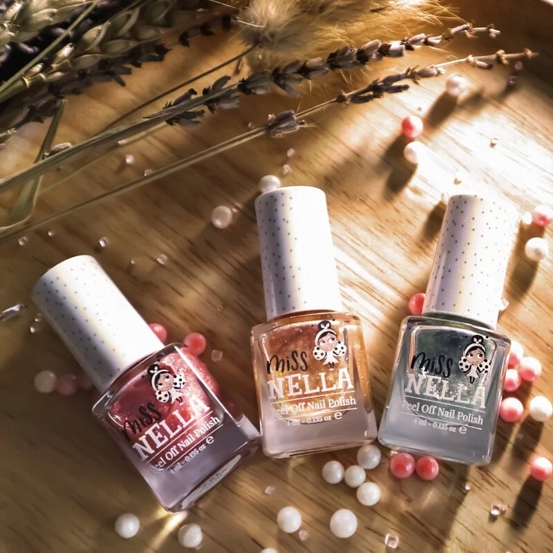 Miss Nella 兒童水性可撕式安全指甲油 3入組合-珠光寶盒