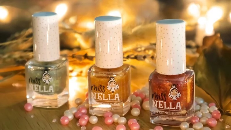 Miss Nella 兒童水性可撕式安全指甲油 3入組合-珠光寶盒