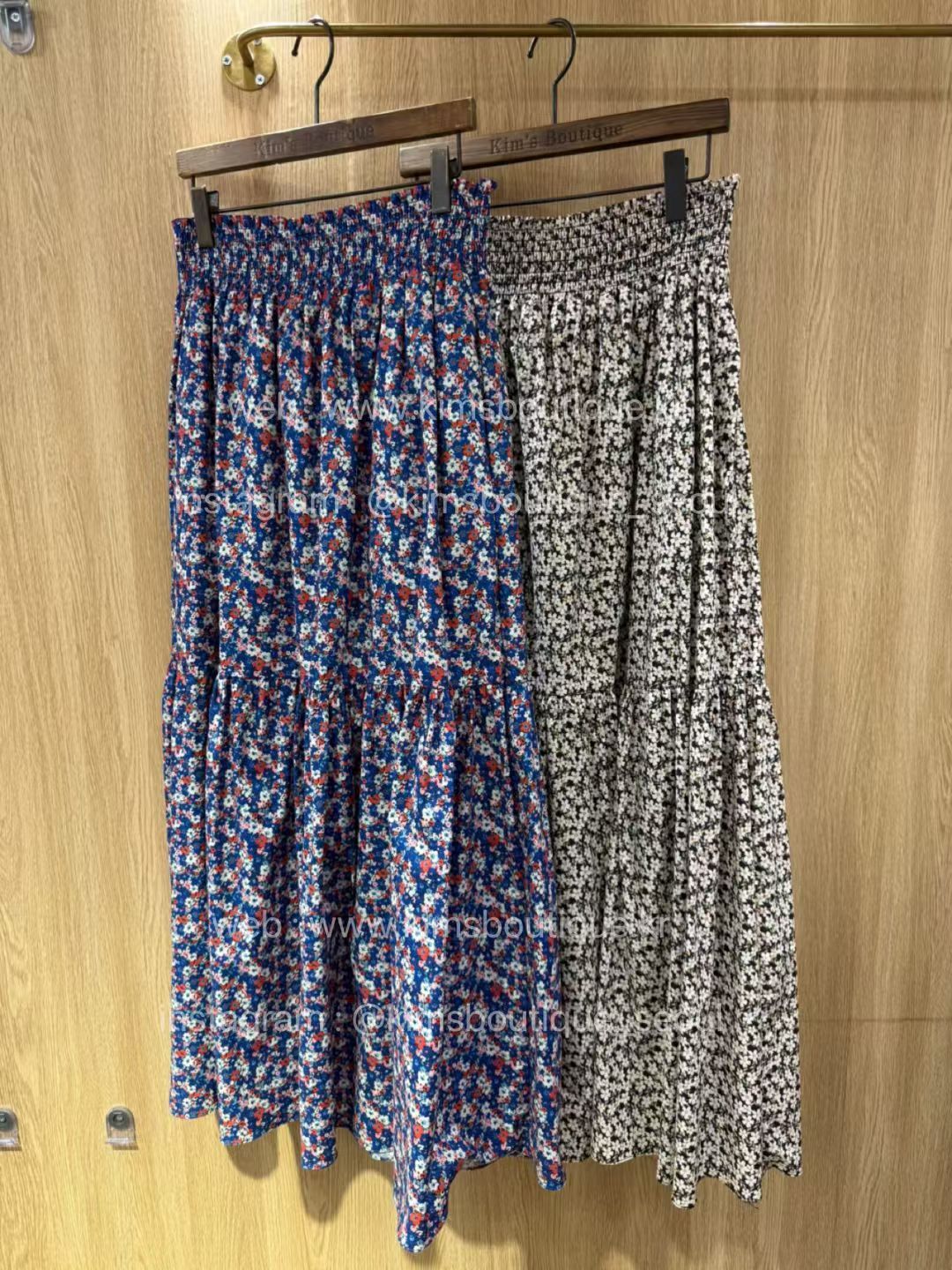 KM5020 兩著撞色花紋蓬蓬連身裙