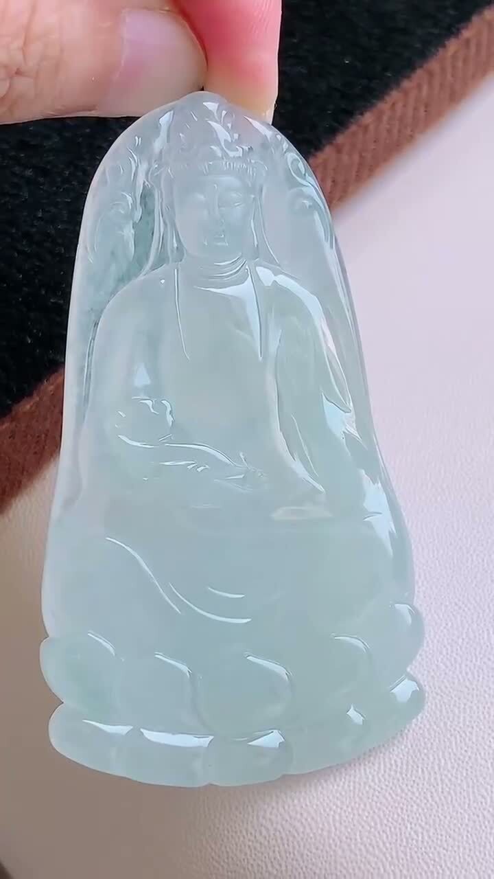 翡翠冰種素衣觀音,天然翡翠A玉, 緬甸玉, Jade, Jadeite
