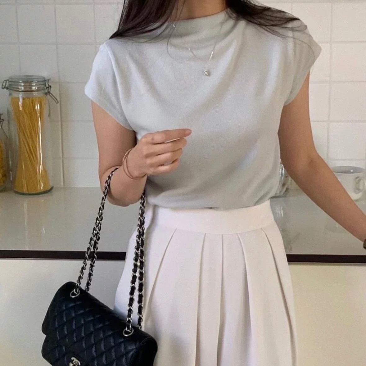 【優惠現貨】韓國一字領羅紋短袖TOP（5色）