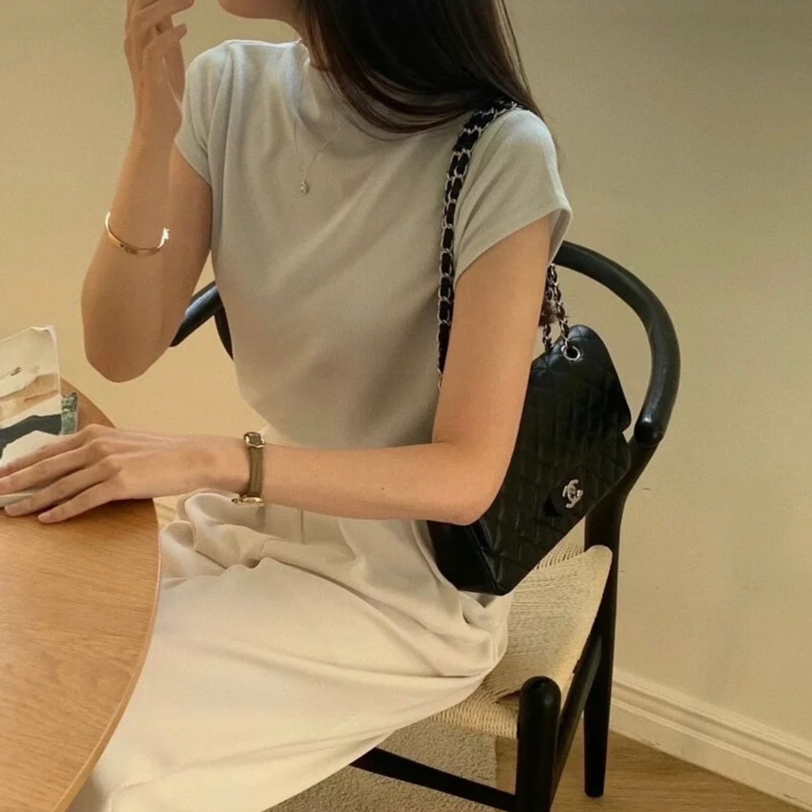 【優惠現貨】韓國一字領羅紋短袖TOP（5色）