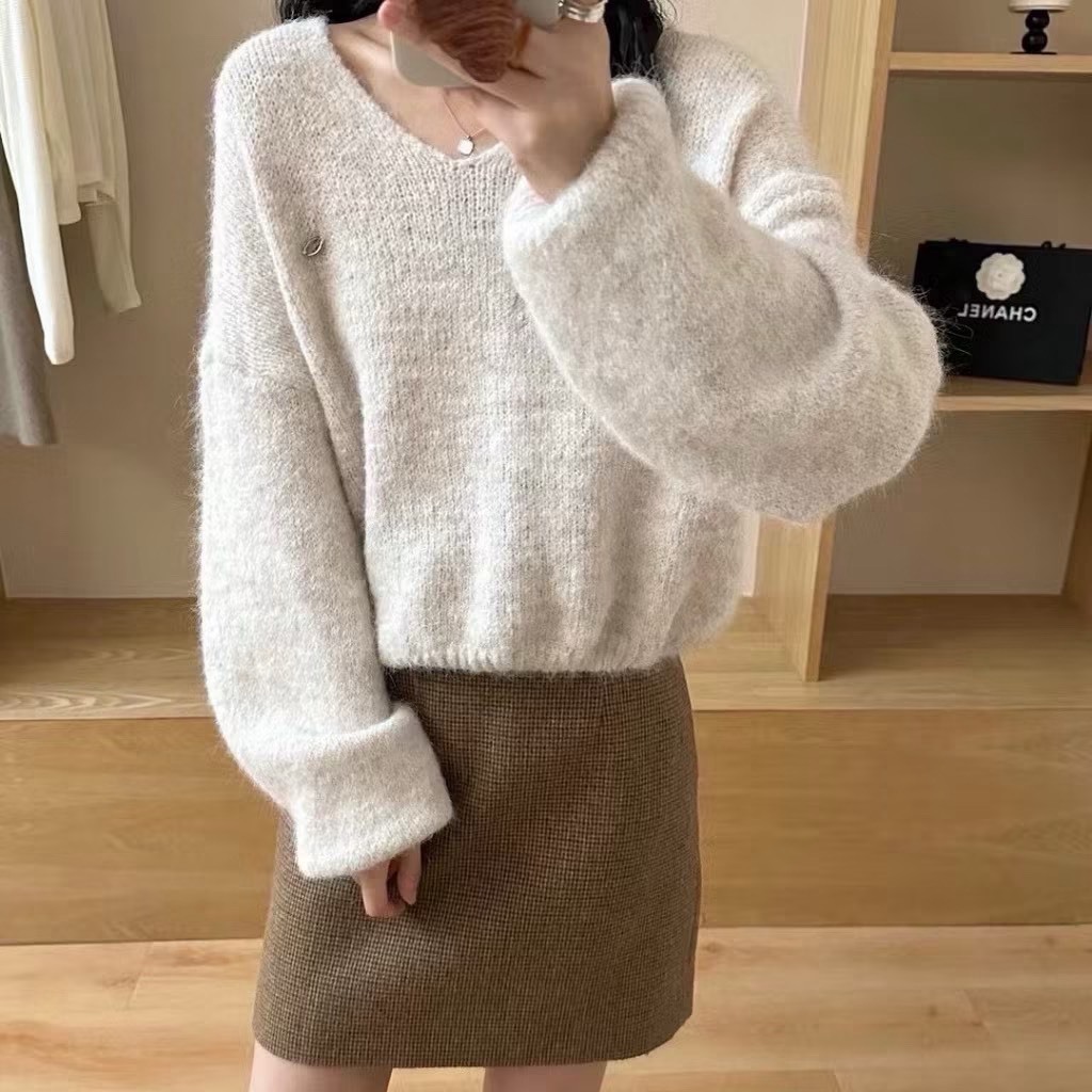 U領小標毛衣