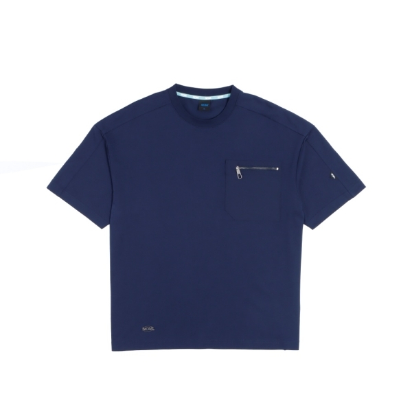 NCAA 短T 深藍 微落肩 拼接 口袋 短袖 中性 7525100680