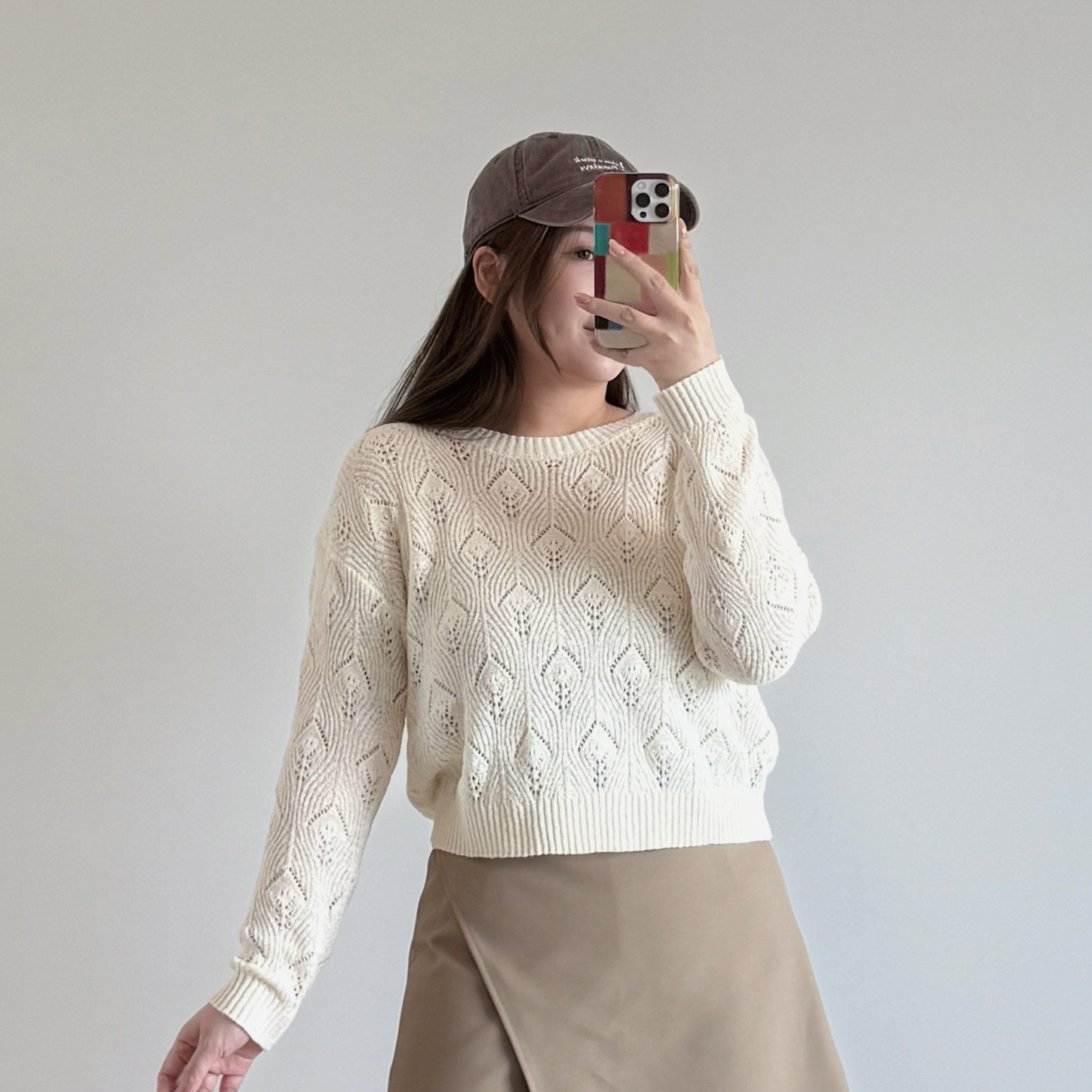 現貨 7187 奶油白針織線衫