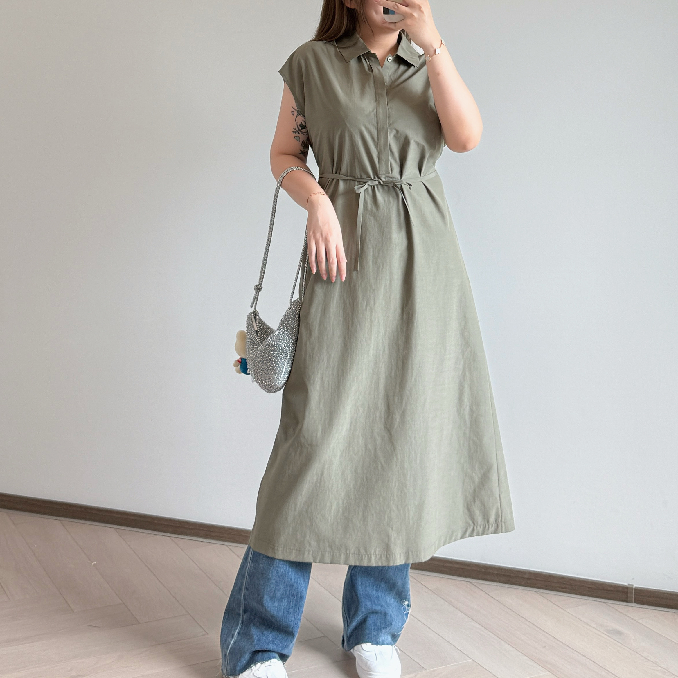 現貨 7263 軍綠2-way襯衫裙