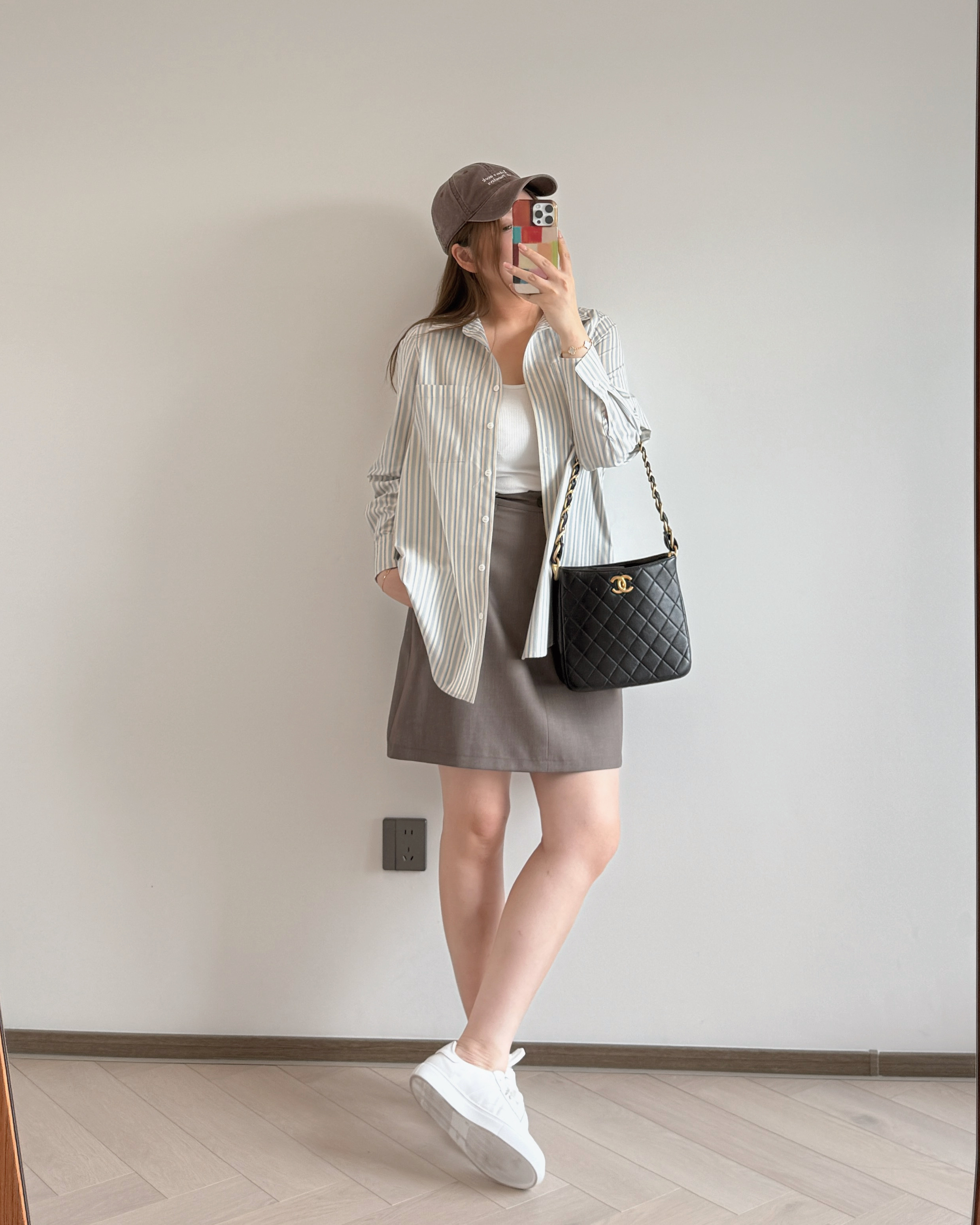 現貨 7268 灰啡色A-cut半身裙