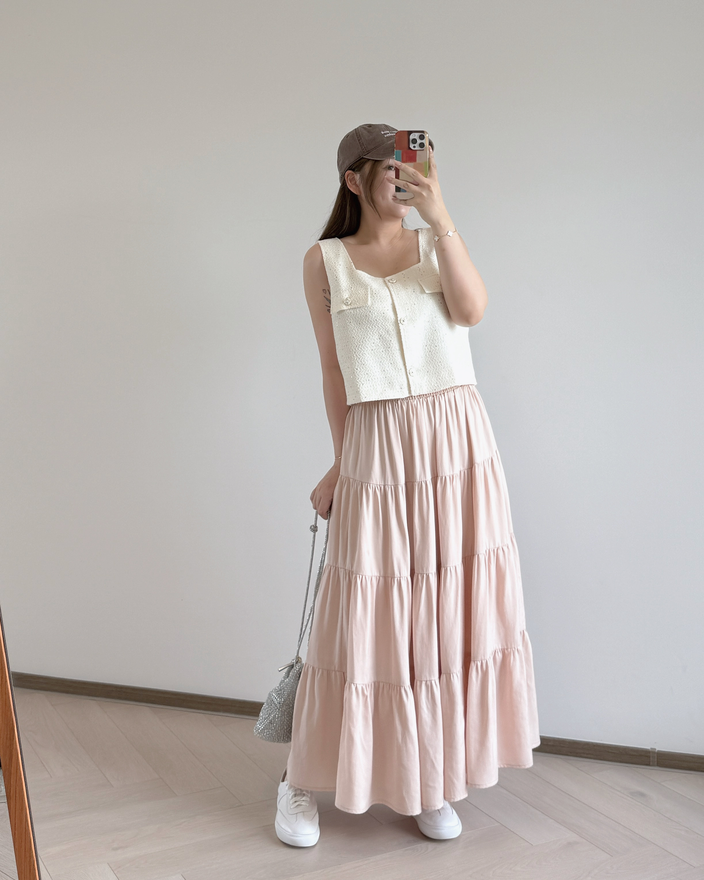 現貨  7265 裸粉色天絲垂感長裙