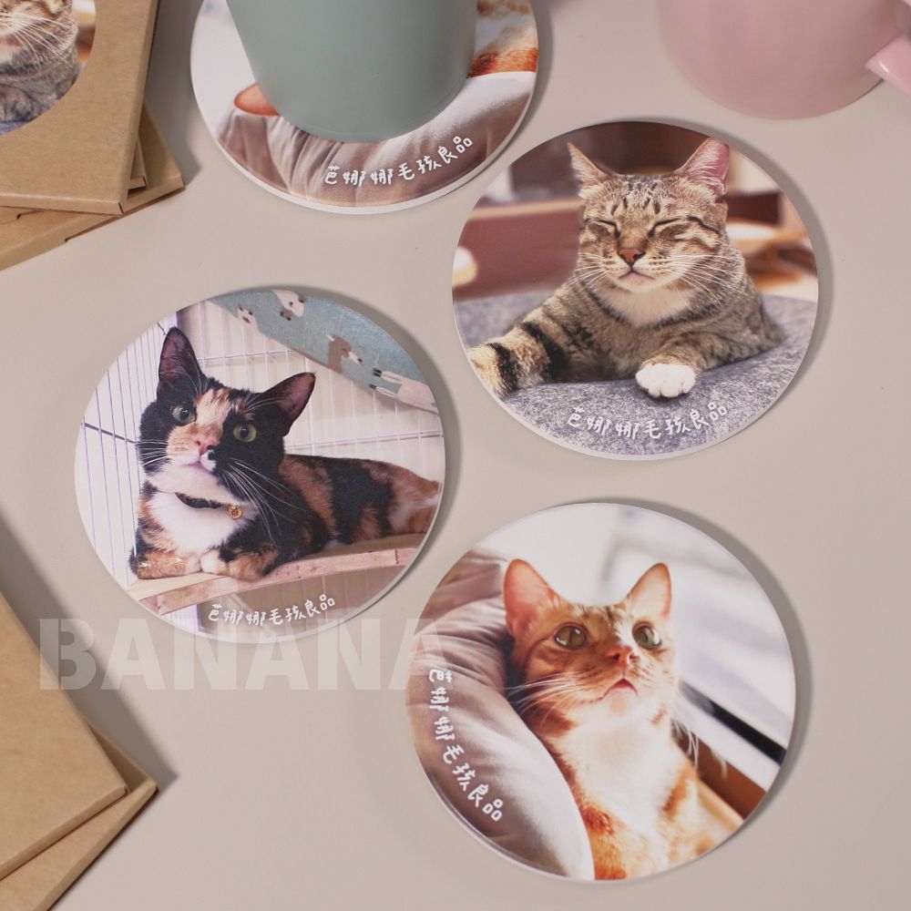 芭娜娜毛孩良品杯墊 貓咪吸水杯墊 貓貓杯墊 鶯歌陶瓷杯墊 台灣生產製造