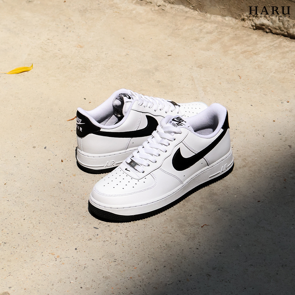 NIKE AIR FORCE 1 AF1 白黑 熊貓 荔枝皮革 復古休閒鞋 FQ4296-101