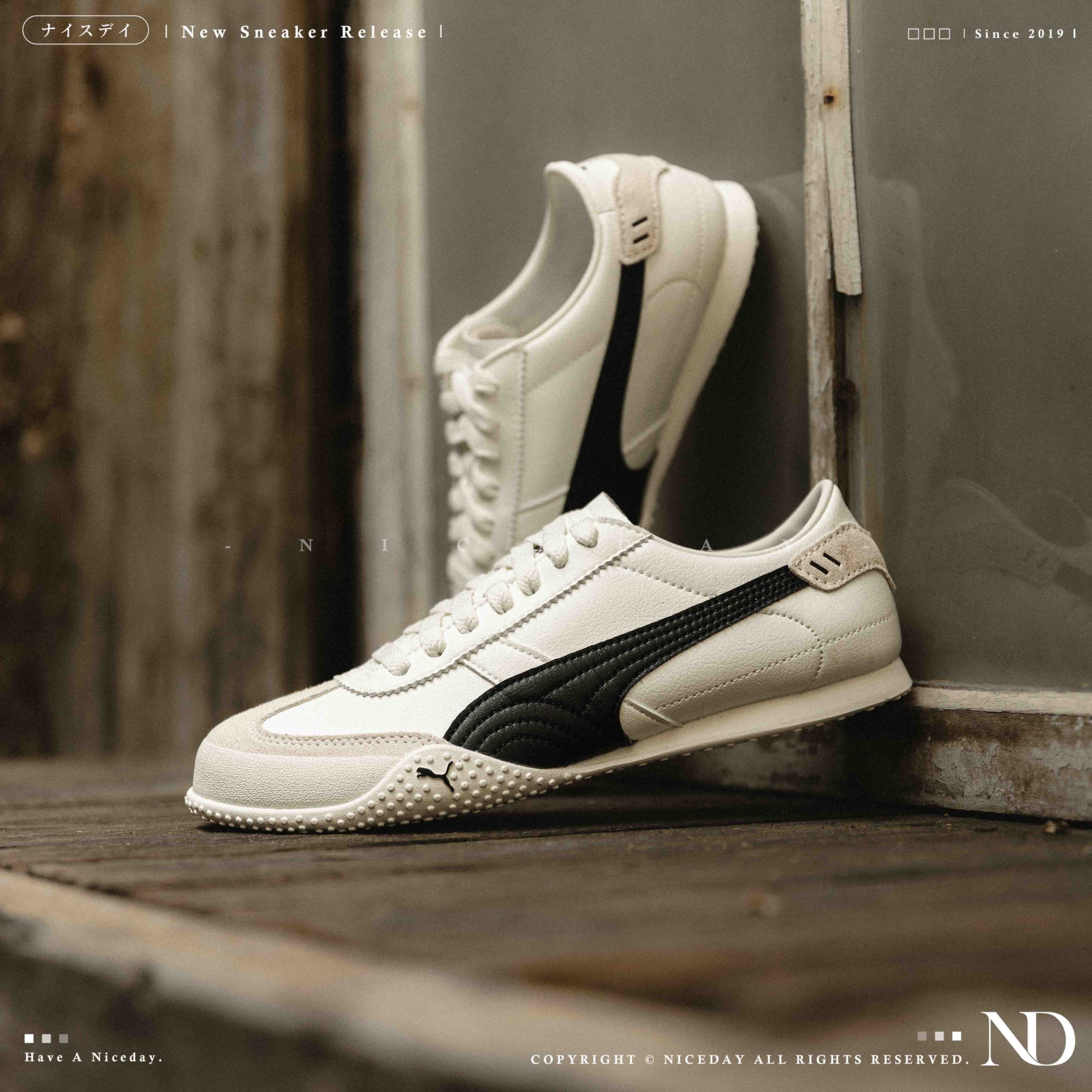 NICEDAY 現貨 PUMA Bella UT LEA 白黑 白 米白 黑 皮革 薄底 復古 運動鞋 休閒 405256-01