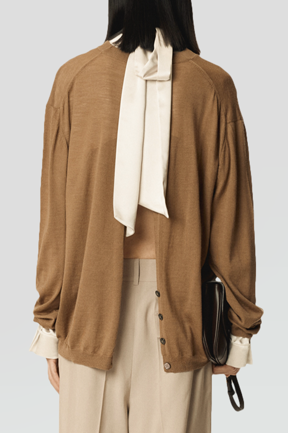 RECTO｜BACK 圓領後背開襟針織上衣